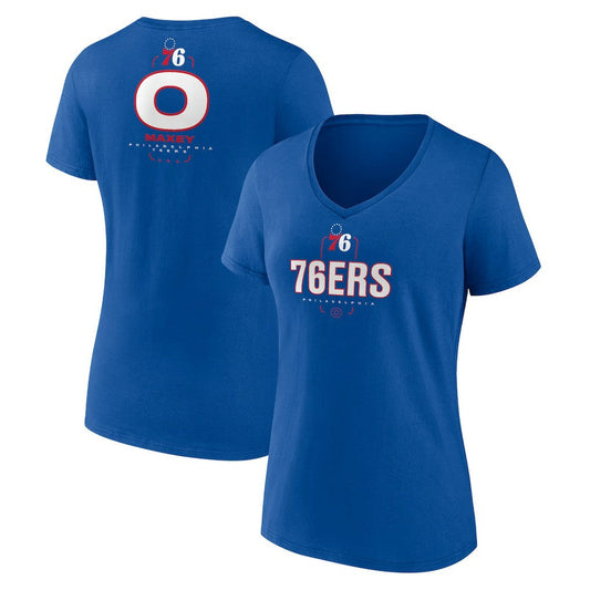 Tyrese Maxey Philadelphia 76ers Women's Behind The Back Name & Number V-Neck T-Shirt - Royal shop
