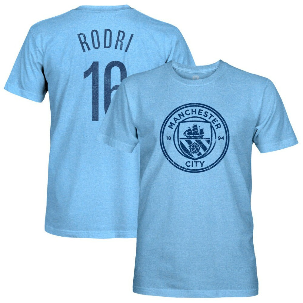 Rodrigo Manchester City 1863FC Player Name & Number Twisted Tri-Blend Slub T-Shirt - Sky Blue shop