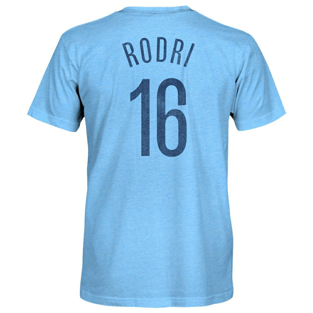 Rodrigo Manchester City 1863FC Player Name & Number Twisted Tri-Blend Slub T-Shirt - Sky Blue shop