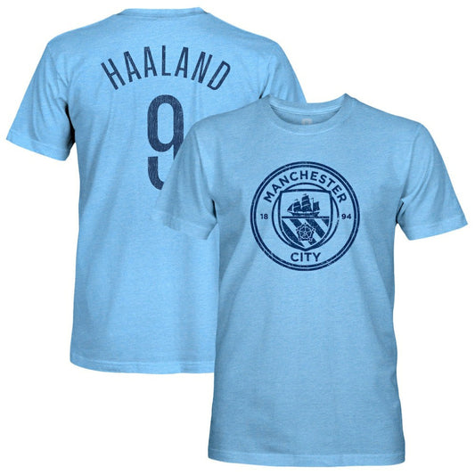 Erling Haaland Manchester City 1863FC Player Name & Number Twisted Tri-Blend Slub T-Shirt - Sky Blue sale