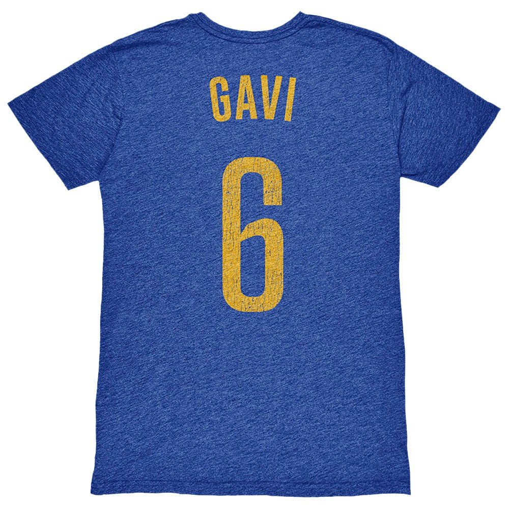 Gavi Barcelona 1863FC Player Name & Number Twisted Tri-Blend Slub T-Shirt - Heather Royal discount