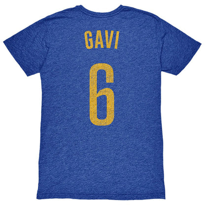 Gavi Barcelona 1863FC Player Name & Number Twisted Tri-Blend Slub T-Shirt - Heather Royal discount