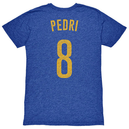 Pedri Barcelona 1863FC Player Name & Number Twisted Tri-Blend Slub T-Shirt - Heather Royal for sale