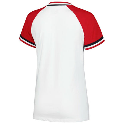 St. Louis Cardinals Women's Jersey Double Binding Raglan V-Neck T-Shirt - White | New Era