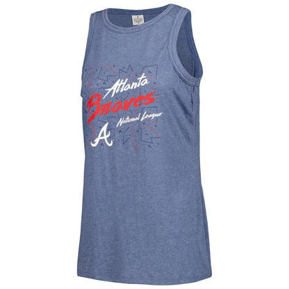 Atlanta Braves Soft as a Grape Women's Gauze High Neck Tank Top - Navy
