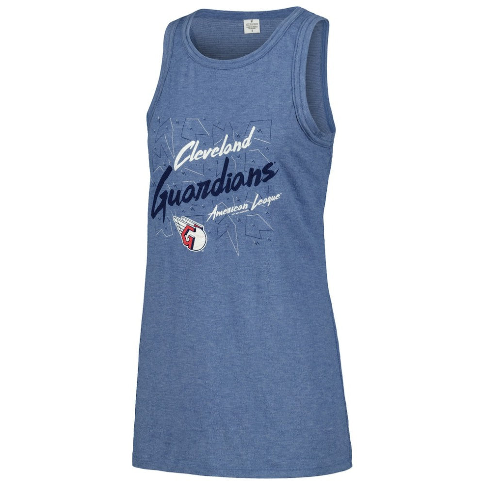 Cleveland Guardians Soft as a Grape Women's Gauze High Neck Tank Top - Navy