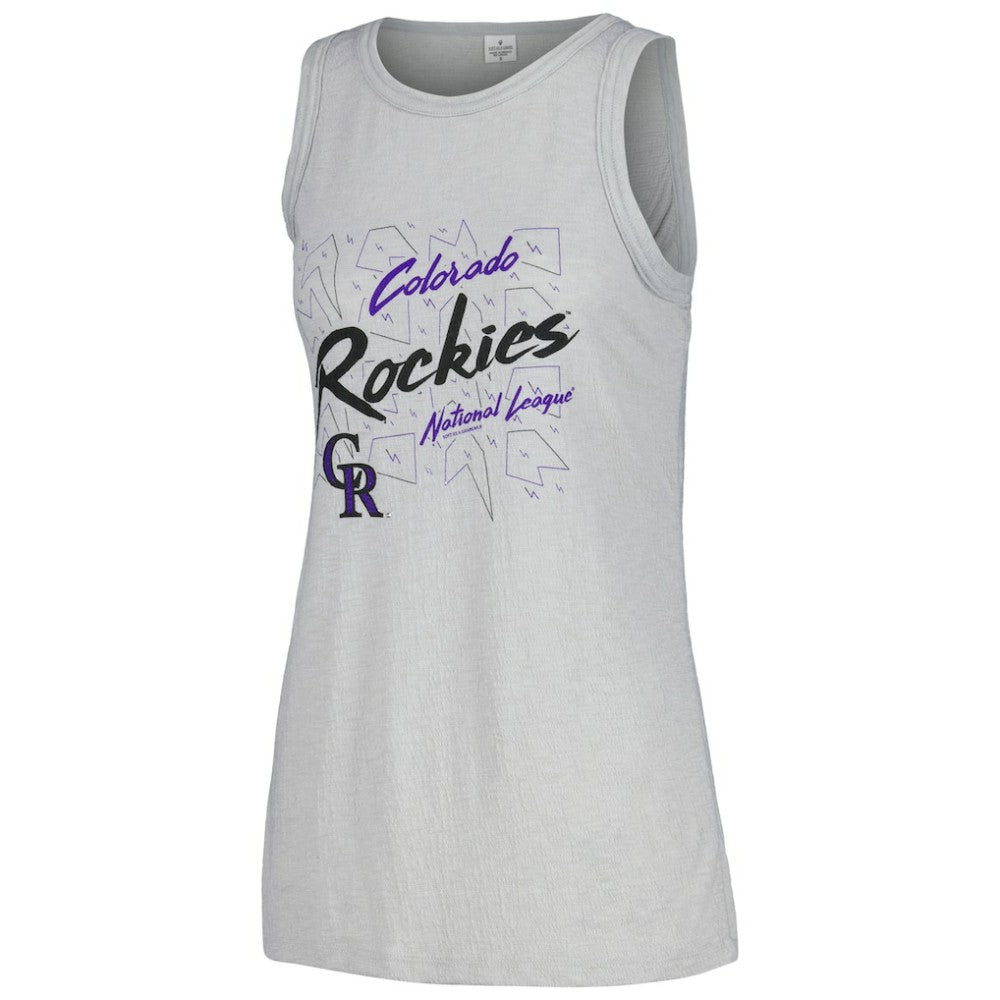 Colorado Rockies Soft as a Grape Women's Gauze High Neck Tank Top - Gray