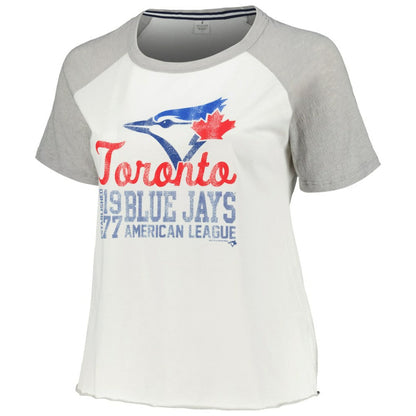 Toronto Blue Jays Soft as a Grape Women's Plus Size Baseball Raglan T-Shirt - White