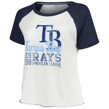 Tampa Bay Rays Soft as a Grape Women's Plus Size Baseball Raglan T-Shirt - White