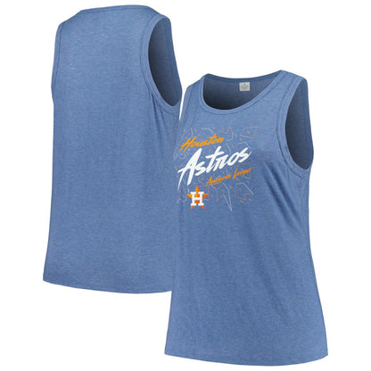 Houston Astros Soft as a Grape Women's Plus Size Curvy High Neck Tri-Blend Tank Top - Navy