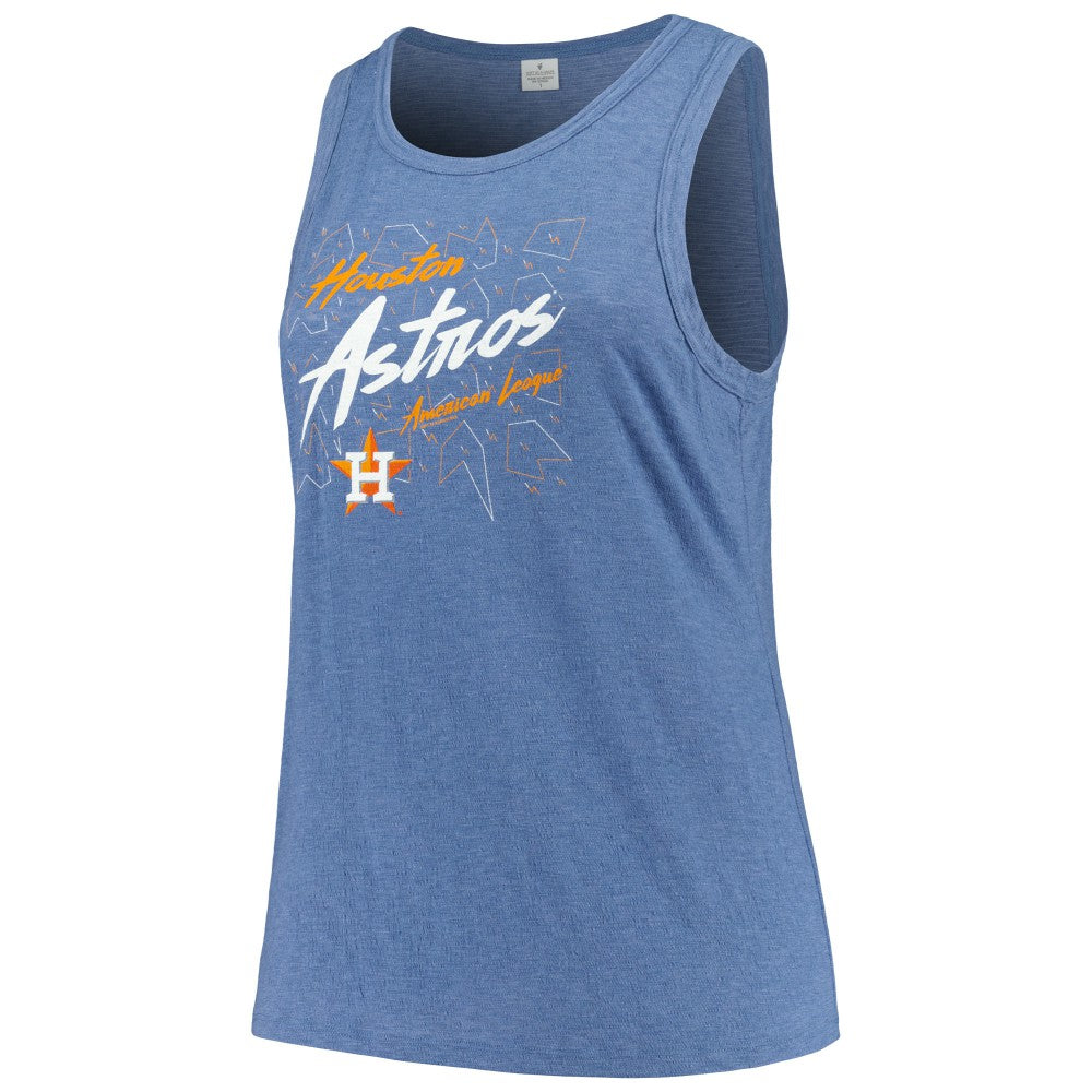 Houston Astros Soft as a Grape Women's Plus Size Curvy High Neck Tri-Blend Tank Top - Navy