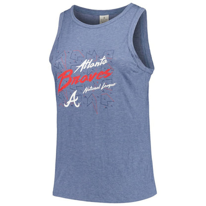 Atlanta Braves Soft as a Grape Women's Plus Size Curvy High Neck Tri-Blend Tank Top - Navy