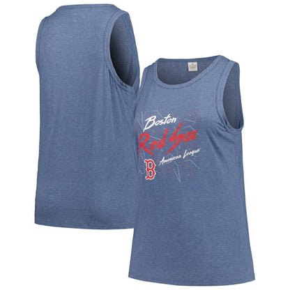 Boston Red Sox Soft as a Grape Women's Plus Size Curvy High Neck Tri-Blend Tank Top - Navy