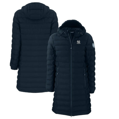 New York Yankees Cutter & Buck Women's Mission Ridge Repreve Eco Insulated Full-Zip Long Puffer Jacket - Navy