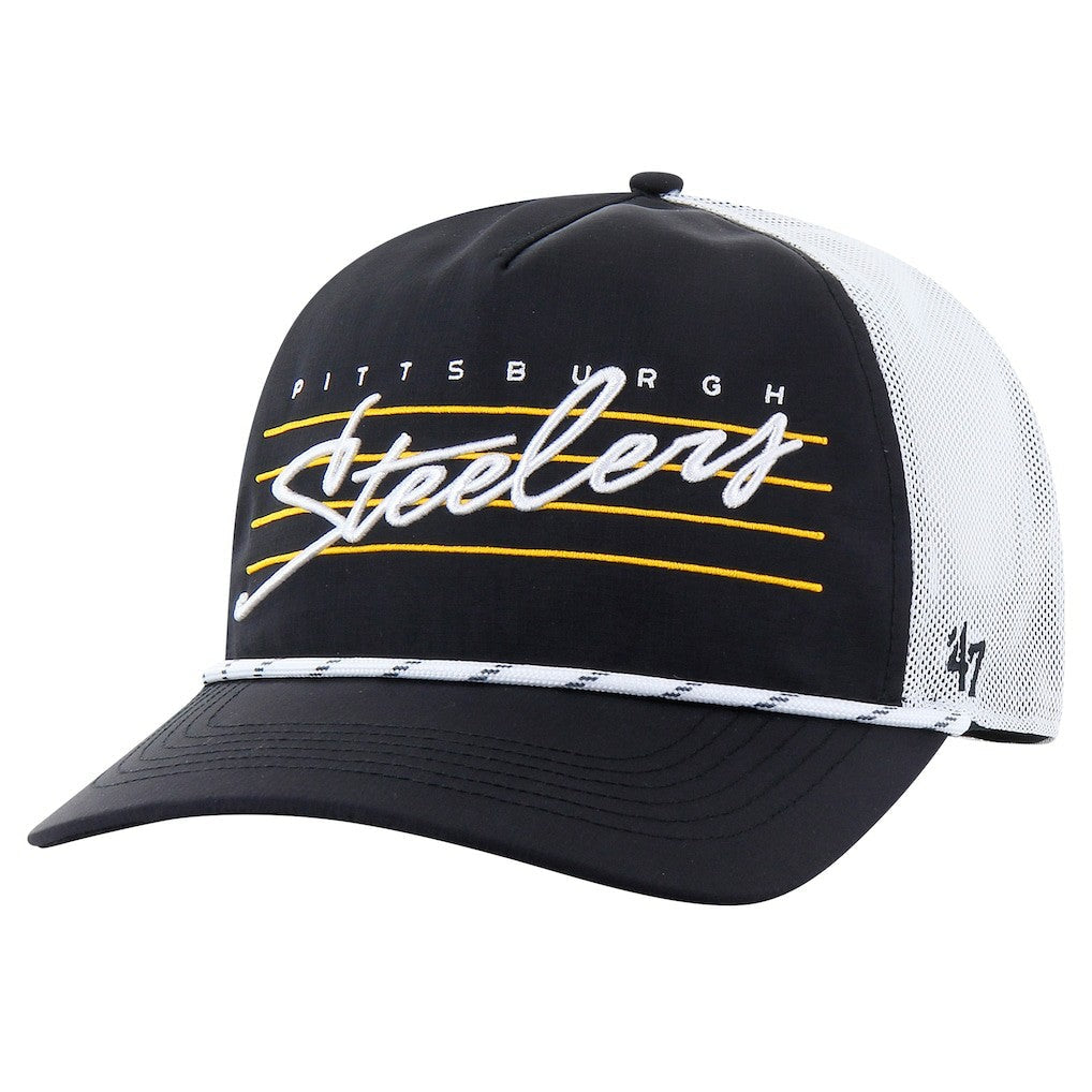 Pittsburgh Steelers '47 Downburst Relaxed Hitch Trucker Adjustable Hat - Black/White for sale