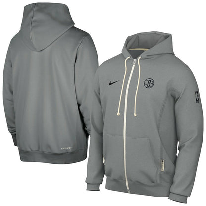 Brooklyn Nets Authentic Standard Issue Full-Zip Hoodie Jacket - Gray | Nike on sale