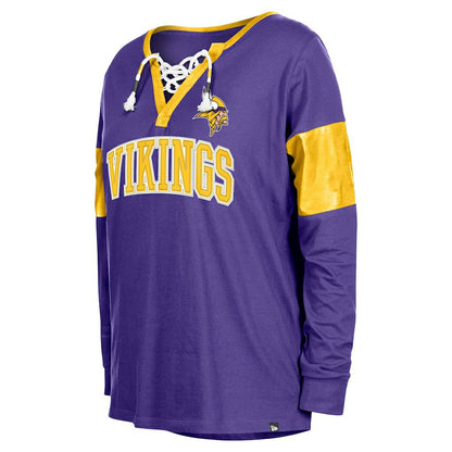 Minnesota Vikings New Era Women's Lace-Up Notch-Neck Long Sleeve T-Shirt - Purple online