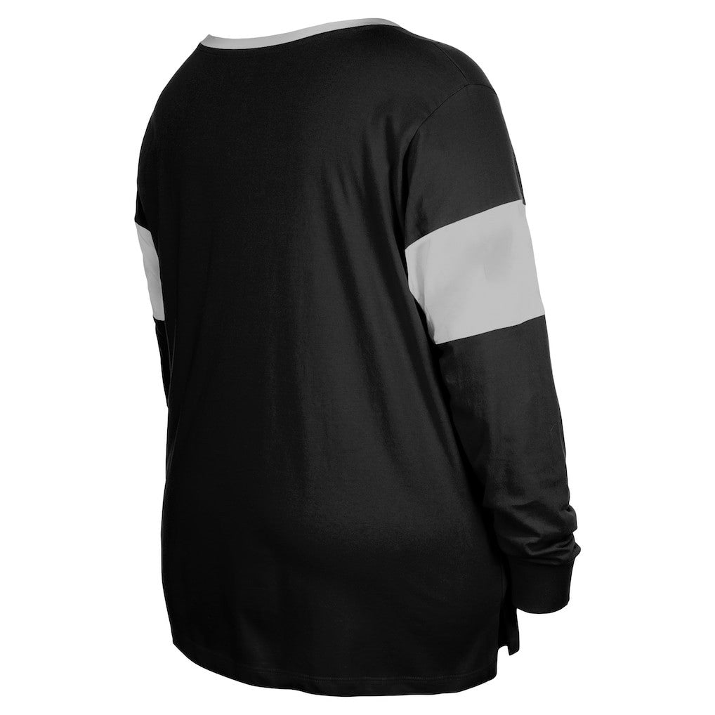 Las Vegas Raiders New Era Women's Plus Size Lace-Up Notch Neck Long Sleeve T-Shirt  - Black sale