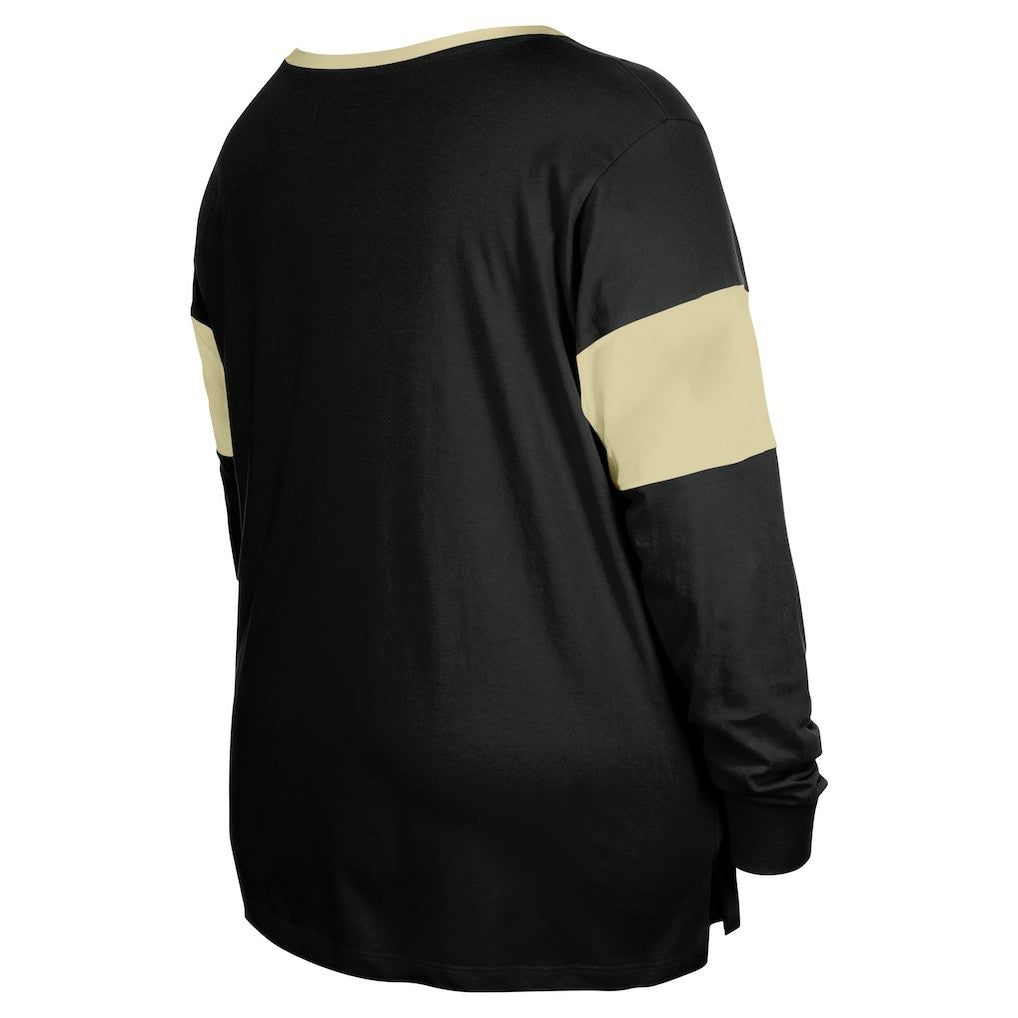 New Orleans Saints New Era Women's Plus Size Lace-Up Notch Neck Long Sleeve T-Shirt  - Black discount