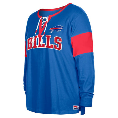 Buffalo Bills New Era Women's Plus Size Lace-Up Notch Neck Long Sleeve T-Shirt  - Royal for sale