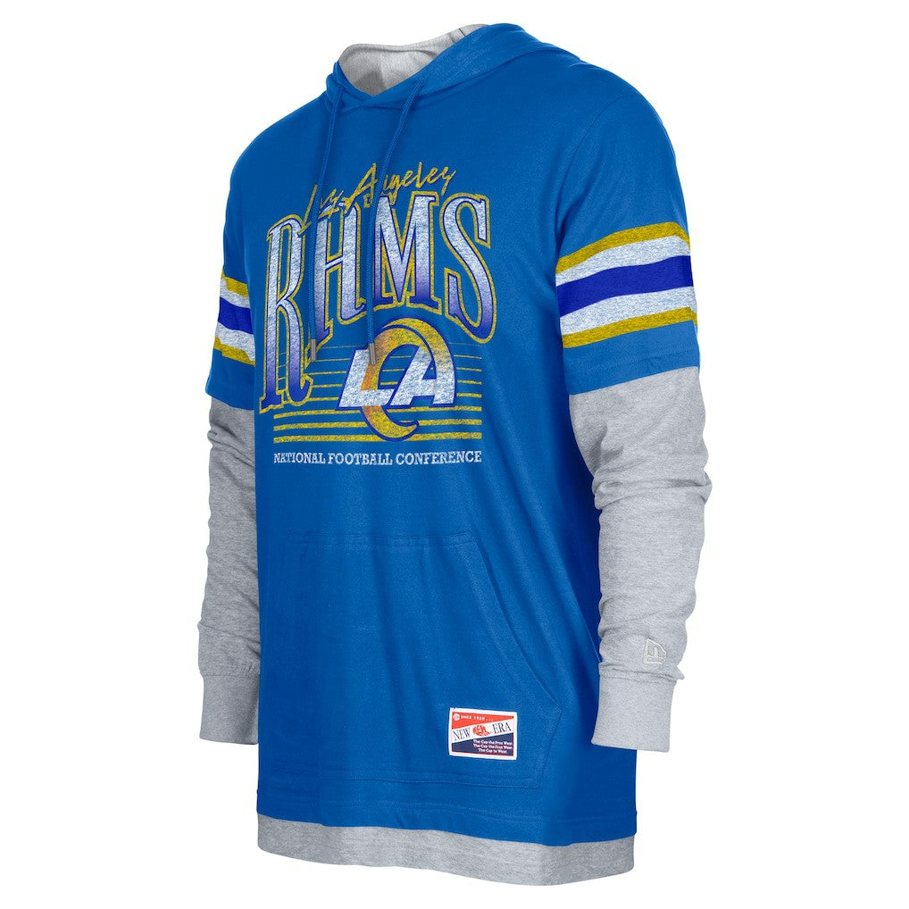 Los Angeles Rams New Era Twofer Long Sleeve Hooded T-Shirt - Royal cheap