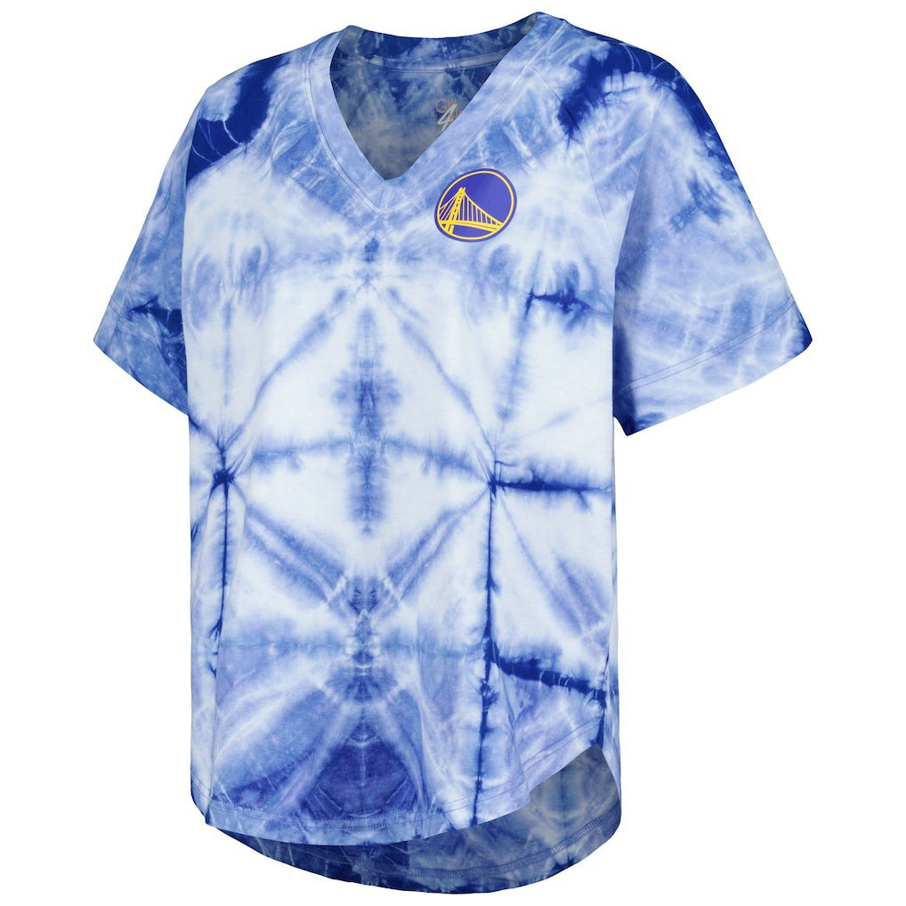 Golden State Warriors G-III 4Her by Carl Banks Women's Tournament Raglan Oversized Tie-Dye V-Neck T-Shirt sale - Royal online