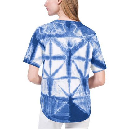 New York Knicks G-III 4Her by Carl Banks Women's Tournament Raglan Oversized Tie-Dye V-Neck T-Shirt - Blue discount