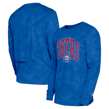 Philadelphia 76ers Unisex Oversized Essentials Enzyme Wash Long Sleeve T-Shirt - Royal | New Era cheap