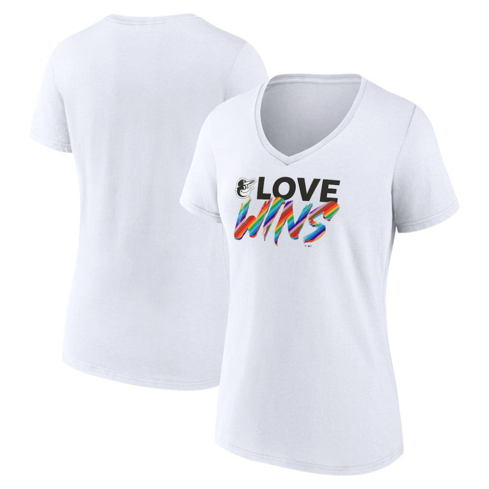 Baltimore Orioles Women's Love Wins V-Neck T-Shirt - White