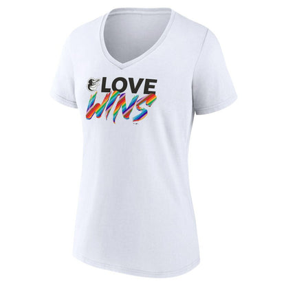 Baltimore Orioles Women's Love Wins V-Neck T-Shirt - White