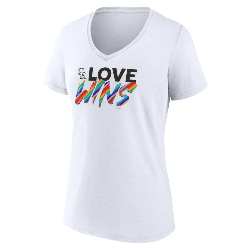 Colorado Rockies Women's Love Wins V-Neck T-Shirt - White