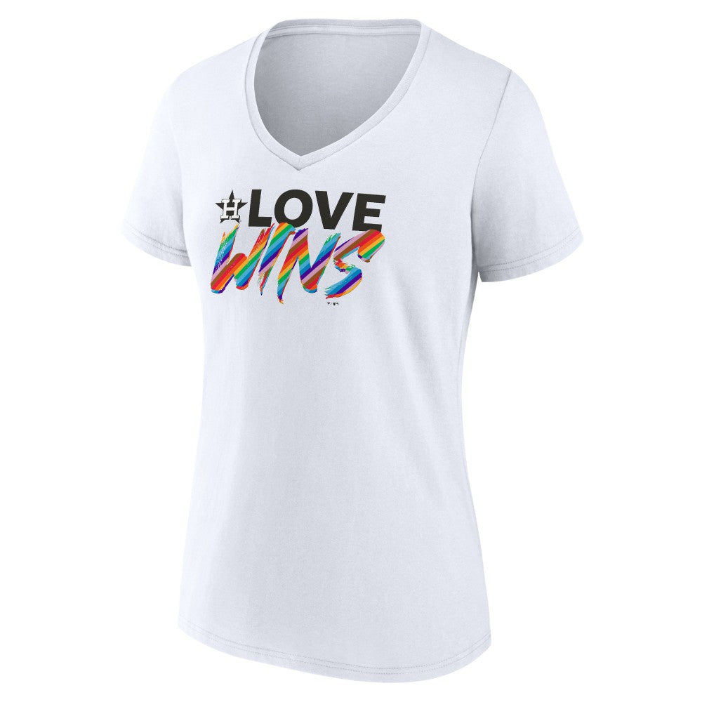 Houston Astros Women's Love Wins V-Neck T-Shirt - White