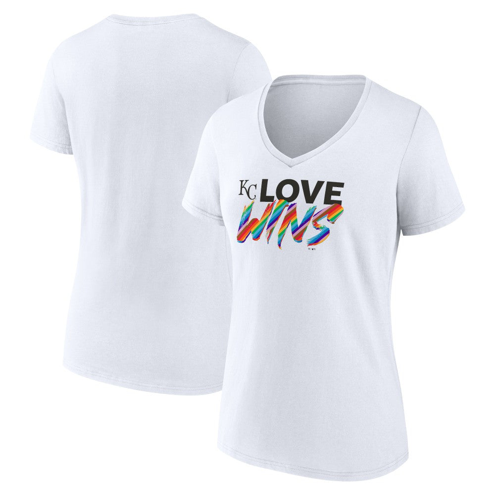 Kansas City Royals Women's Love Wins V-Neck T-Shirt - White