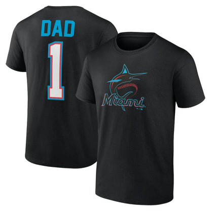Miami Marlins Father's Day #1 Dad T-Shirt - Black