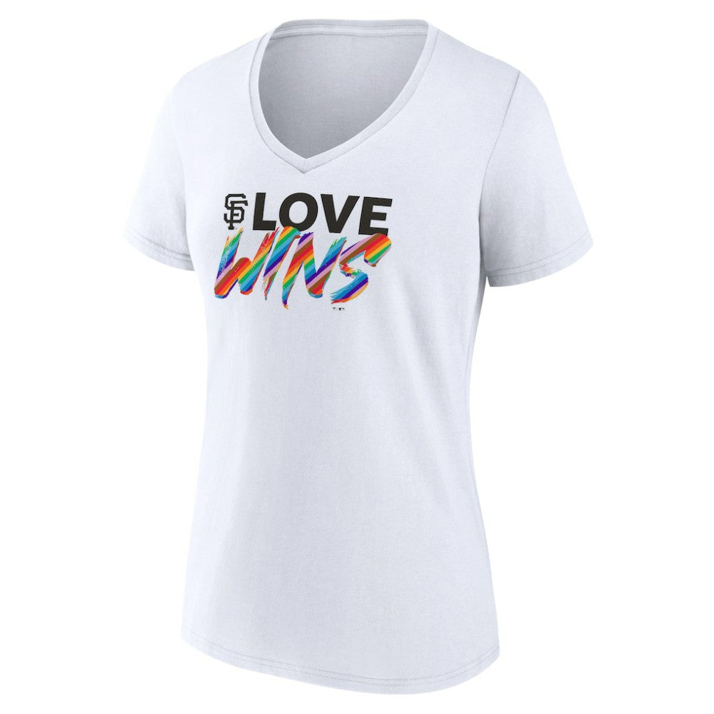 San Francisco Giants Women's Love Wins V-Neck T-Shirt - White