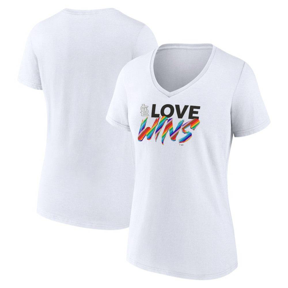 St. Louis Cardinals Women's Love Wins V-Neck T-Shirt - White