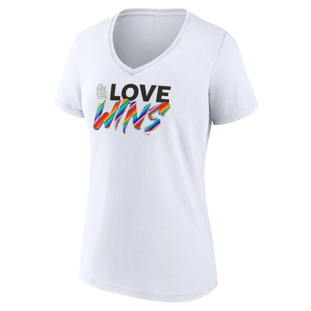 St. Louis Cardinals Women's Love Wins V-Neck T-Shirt - White