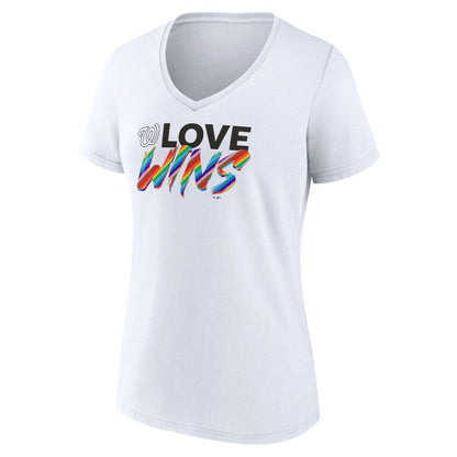 Washington Nationals Women's Love Wins V-Neck T-Shirt - White