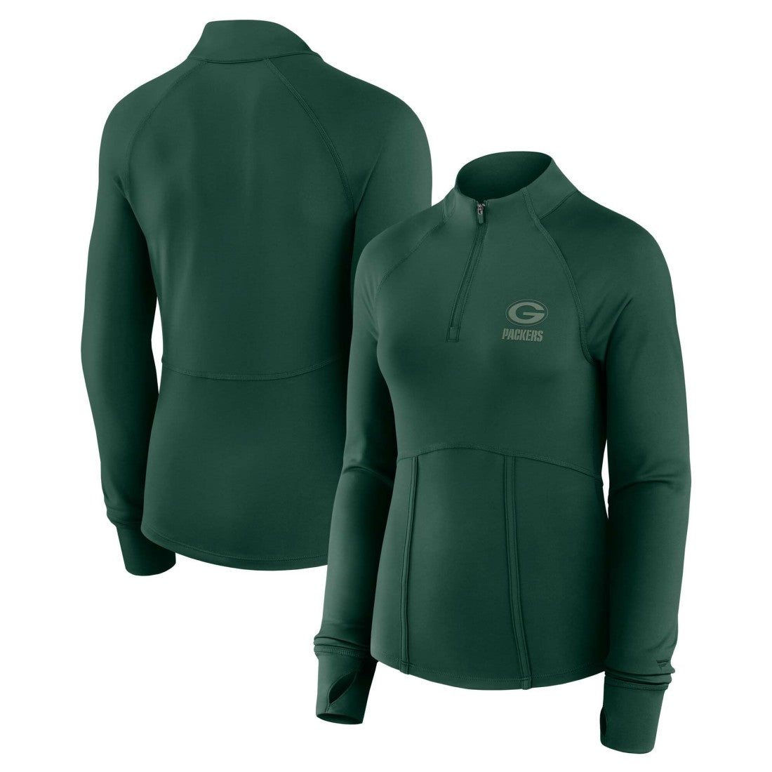Green Bay Packers Women's Elements Raglan Quarter-Zip Jacket - Green for sale