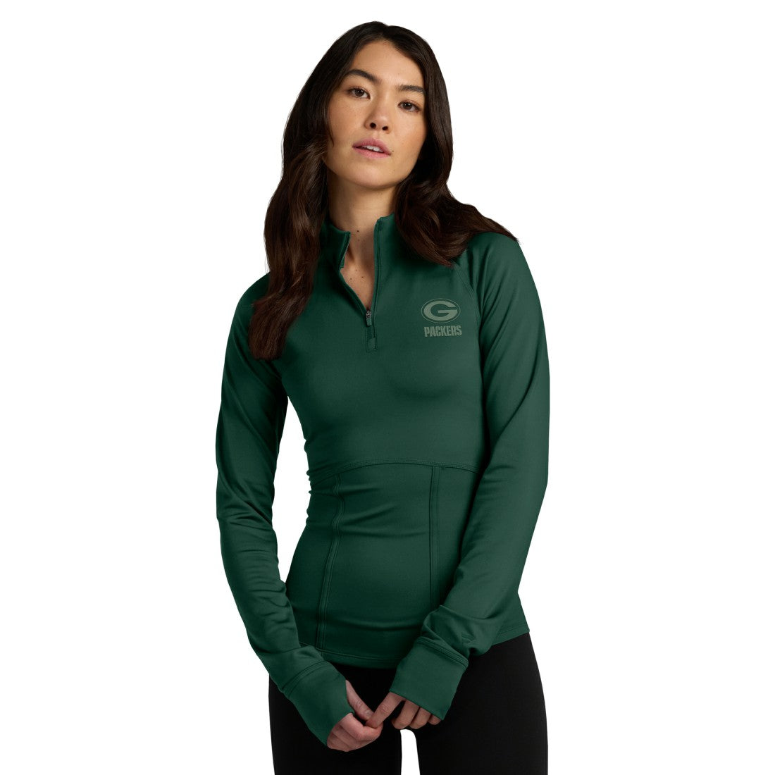 Green Bay Packers Women's Elements Raglan Quarter-Zip Jacket - Green for sale