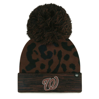 Washington Nationals Women's Rosette Cuffed Knit Hat with Pom - Brown | 47 brand