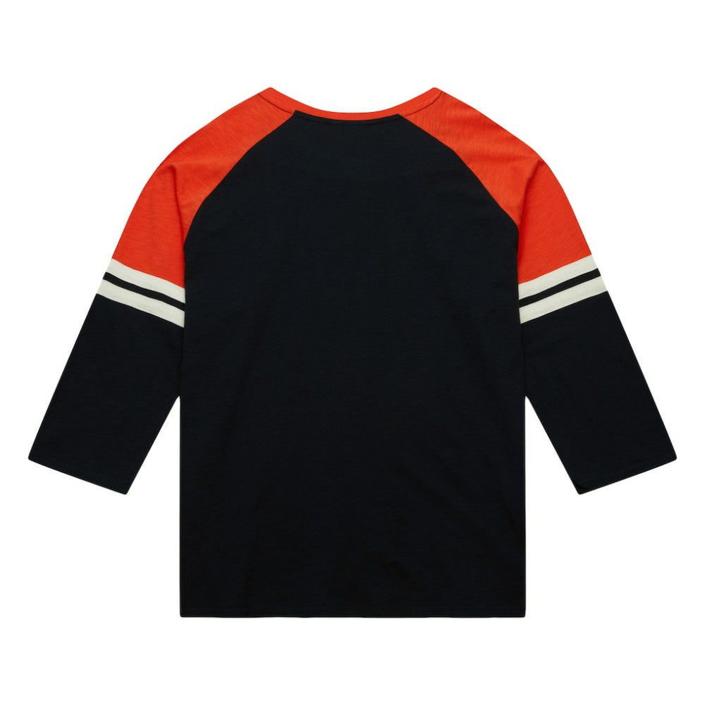 Baltimore Orioles Cooperstown Collection Legendary Raglan Slub Henley 3/4-Sleeve T-Shirt - Black | Mitchell & Ness
