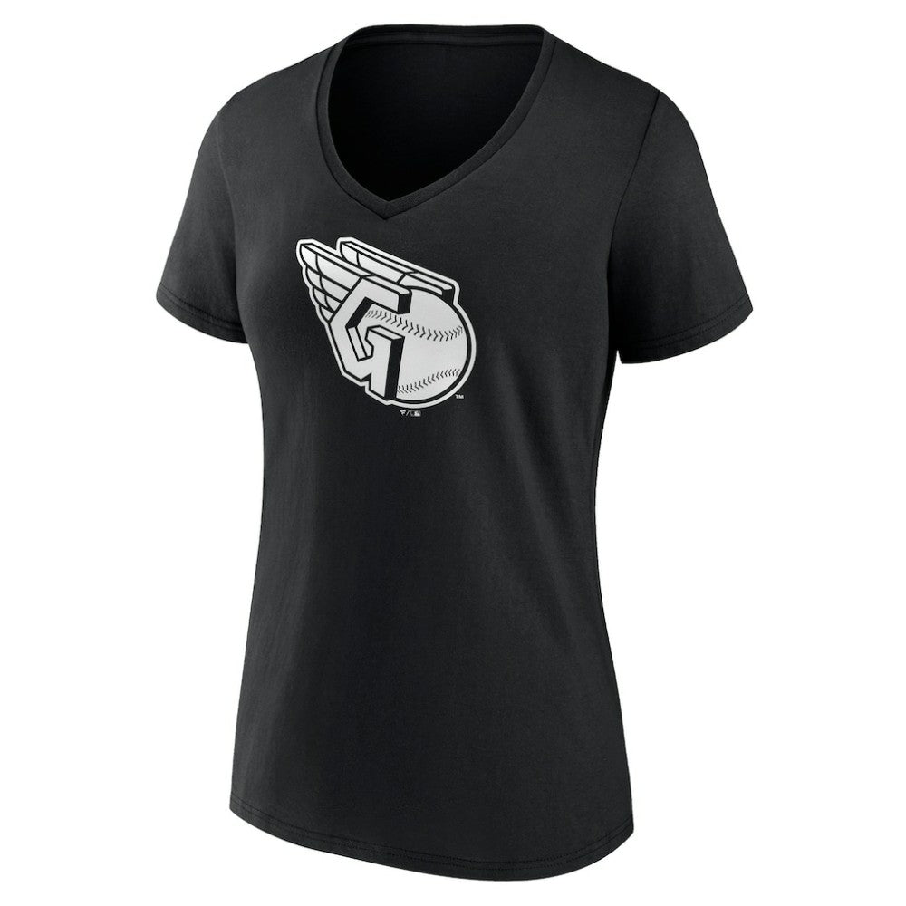 Cleveland Guardians Women's Monochrome Personalized Name & Number V-Neck T-Shirt - Black