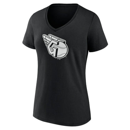 Cleveland Guardians Women's Monochrome Personalized Name & Number V-Neck T-Shirt - Black
