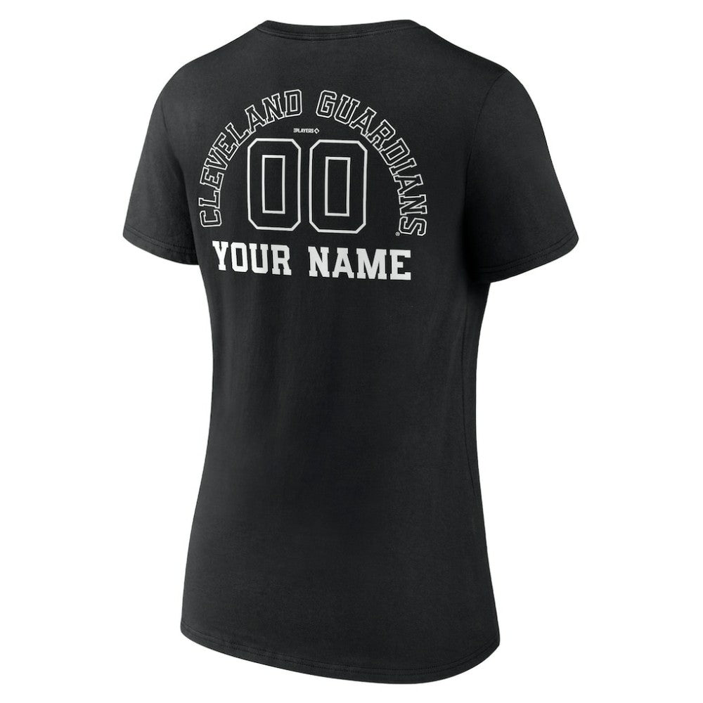 Cleveland Guardians Women's Monochrome Personalized Name & Number V-Neck T-Shirt - Black