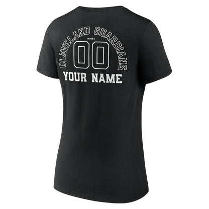 Cleveland Guardians Women's Monochrome Personalized Name & Number V-Neck T-Shirt - Black