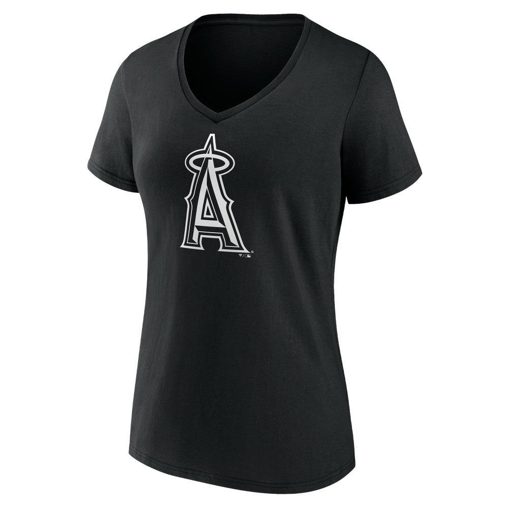 Los Angeles Angels Women's Monochrome Personalized Name & Number V-Neck T-Shirt - Black