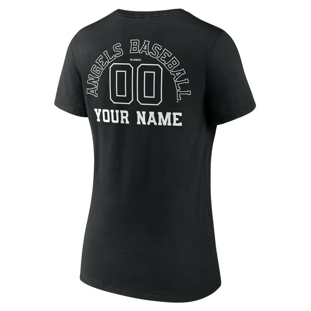 Los Angeles Angels Women's Monochrome Personalized Name & Number V-Neck T-Shirt - Black