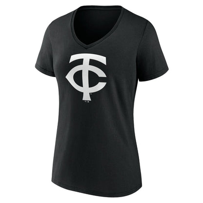 Minnesota Twins Women's Monochrome Personalized Name & Number V-Neck T-Shirt - Black