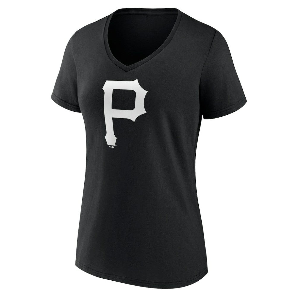 Pittsburgh Pirates Women's Monochrome Personalized Name & Number V-Neck T-Shirt - Black